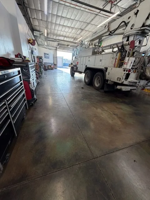 Utility truck in the bay at Modern Diesel Solutions