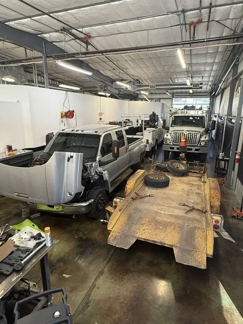 Service-body work truck at Modern Diesel Solutions