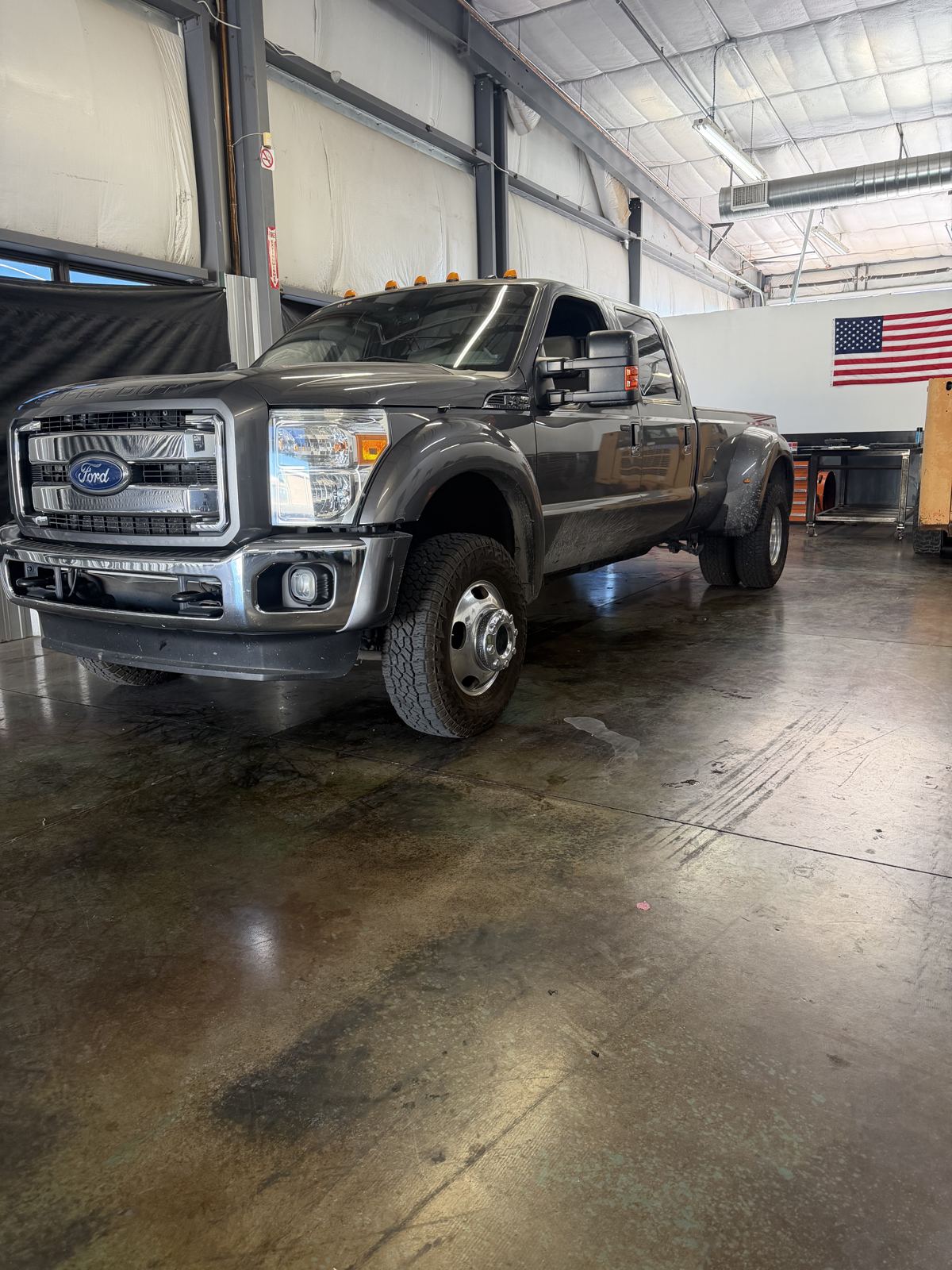 GM diesel truck in the Modern Diesel Solutions shop