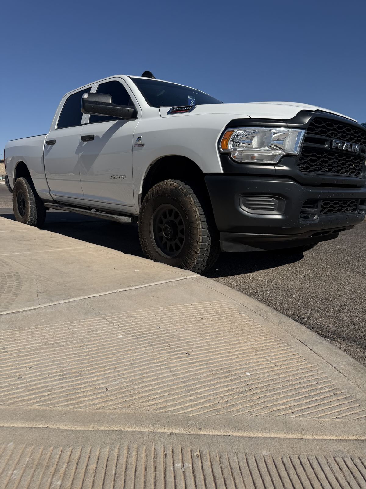 White Ram diesel truck outside Modern Diesel Solutions