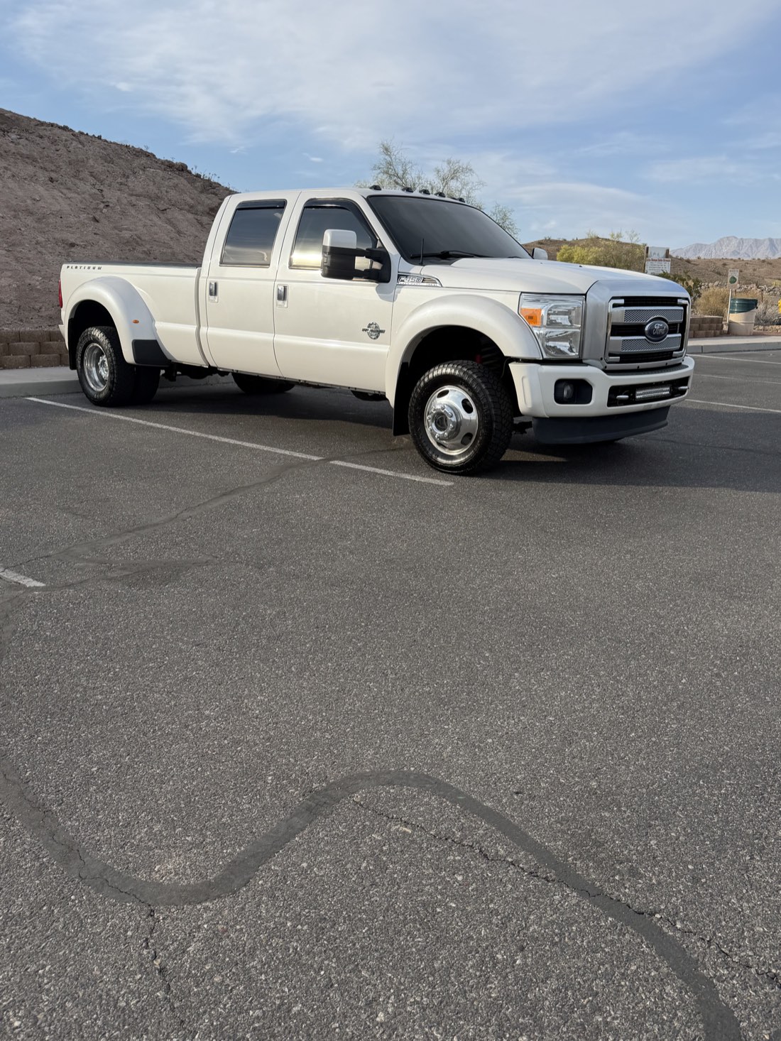 White Ford Powerstroke dually in Lake Havasu City